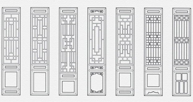 武江常用中式仿古花窗图案隔断设计图